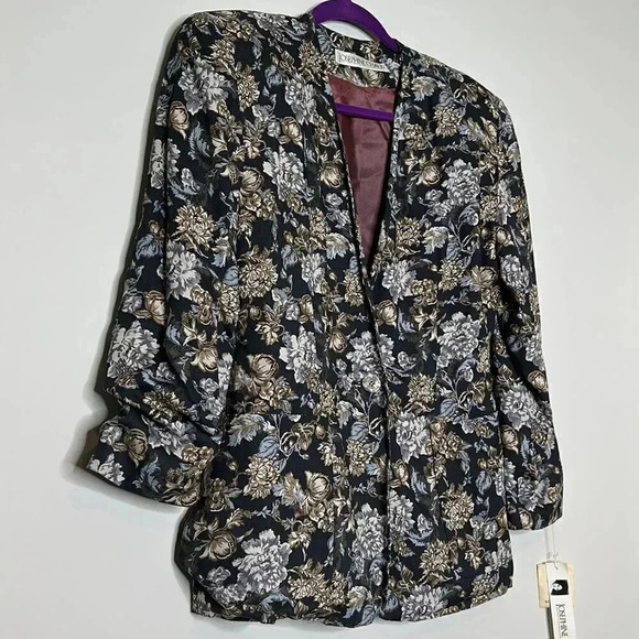 Vintage 1990 Floral One Button Blazer - Picture 3 of 10